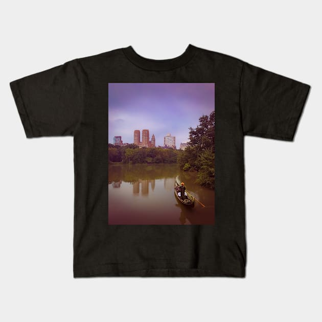 Central Park Boat Skyscrapers Manhattan NYC Kids T-Shirt by eleonoraingrid